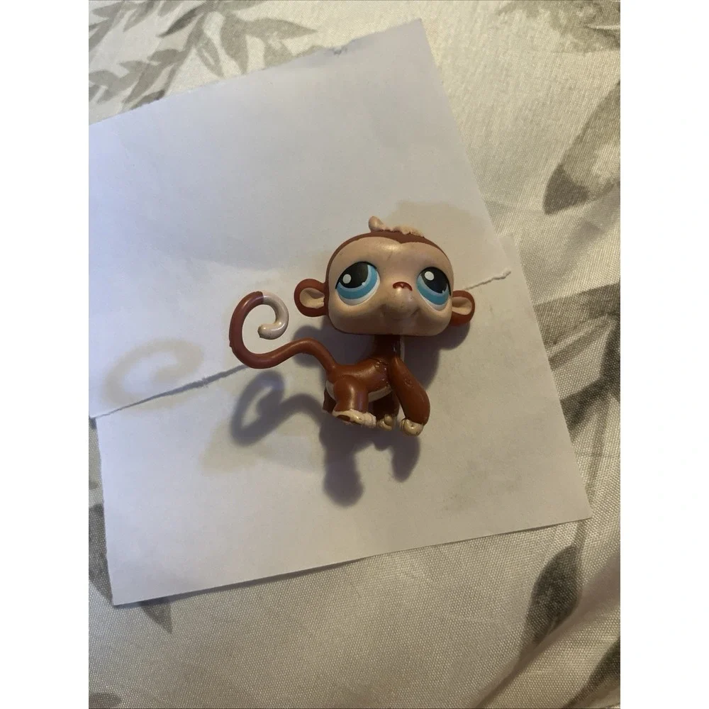 🤎Authentic Littlest Pet Shop LPS Monkey #1450 Brown Beige Blue Eyes Exclusive💙